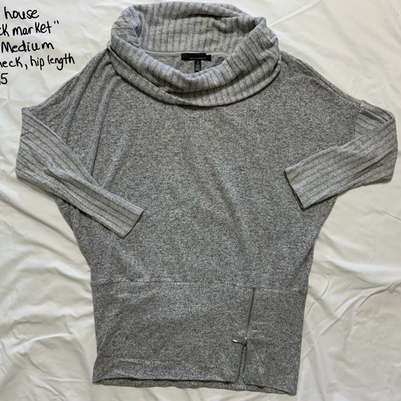 White House Black Market Sweaters - White House Black Market Heather Gray Cowl Neck Sweater